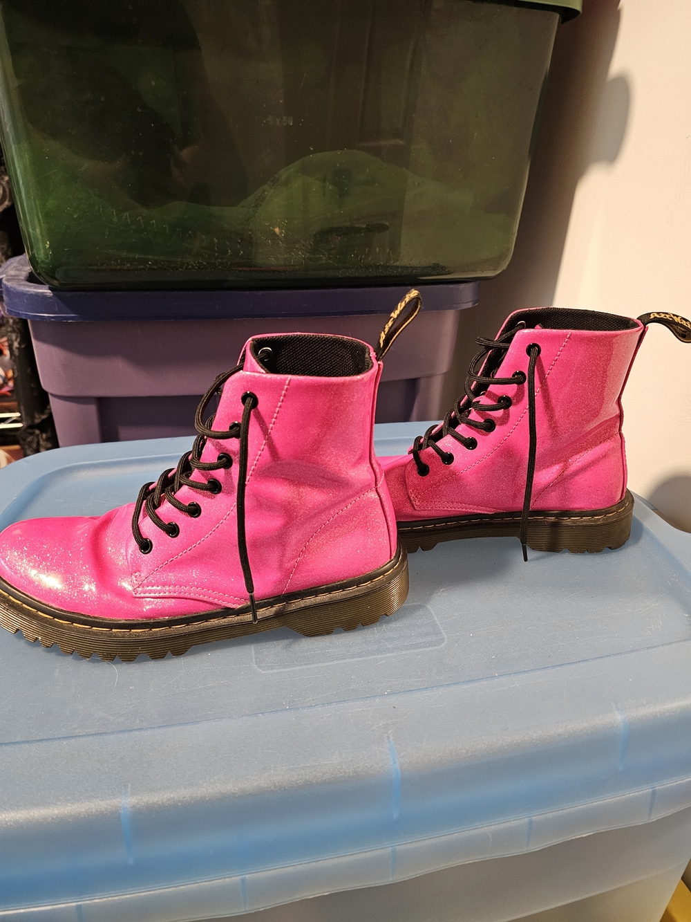 Glittery Hot Pink Dr. Martens Boots - Picture 4 of 7